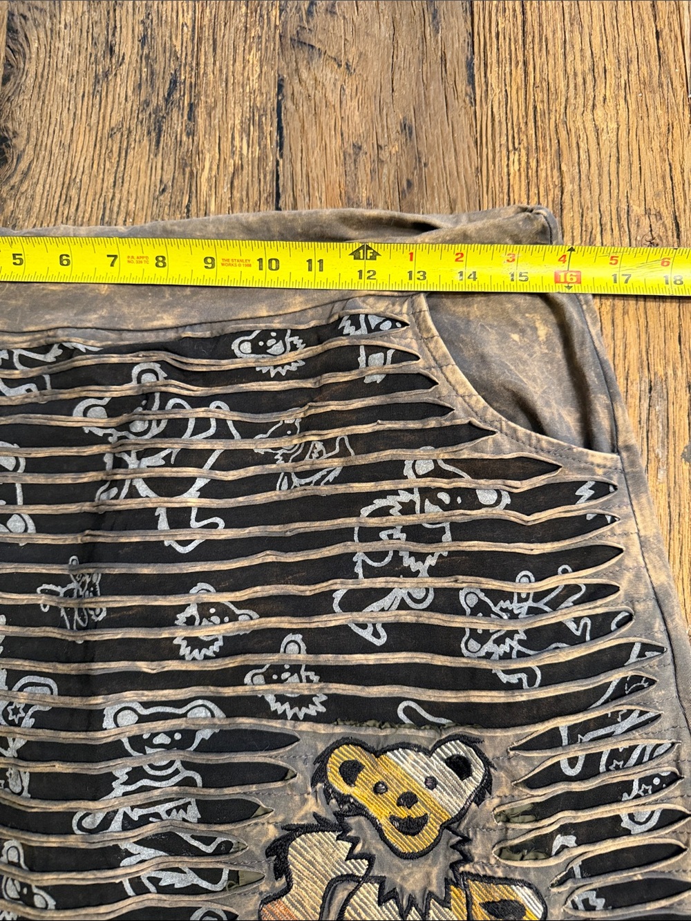 Grateful Dead Black and Gray Striped Mini Skirt Dancing Bears - Picture 4 of 6